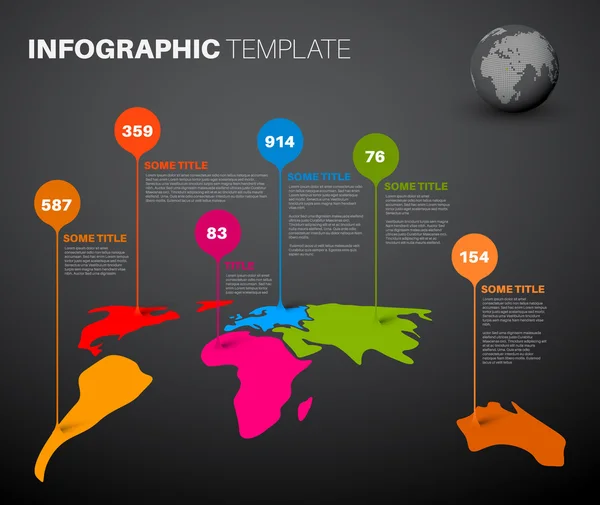 빛 세계 지도 infographic 서식 파일 — 스톡 벡터