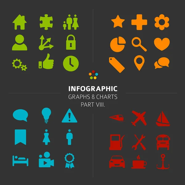 Minimalistický Infographic ikony kolekce — Stockový vektor