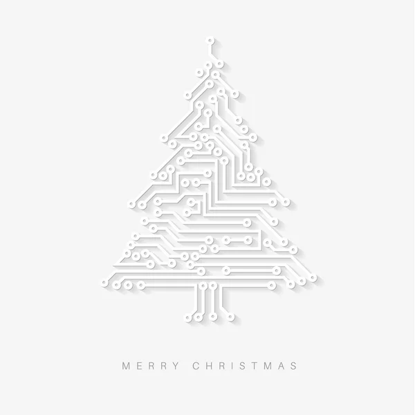 Árbol de Navidad del circuito electrónico digital — Vector de stock