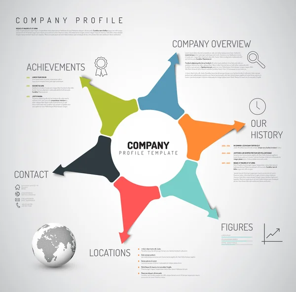 Modelo de design de visão geral de infográfico da empresa — Vetor de Stock