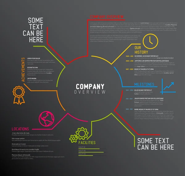 Templat desain ikhtisar infografis perusahaan - Stok Vektor