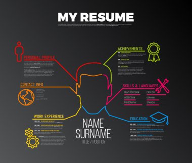 minimalist cv resume template clipart