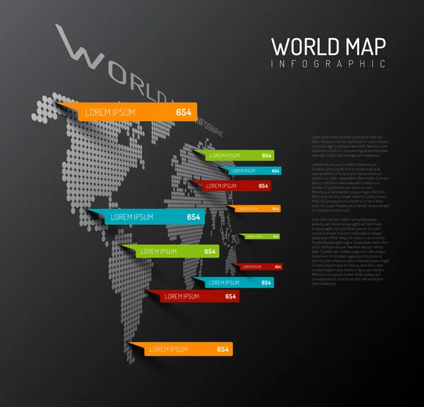 Modèle infographique de carte du monde lumière — Image vectorielle