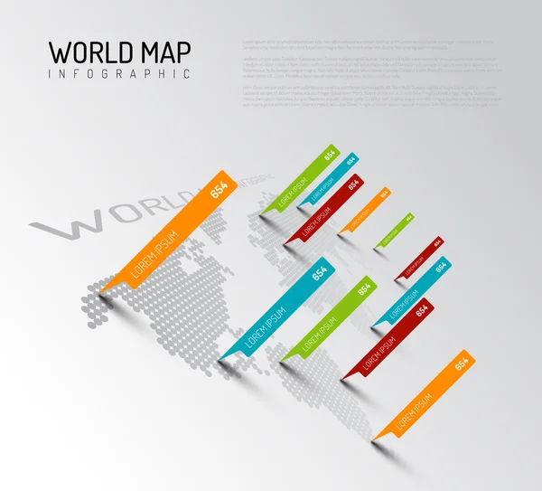 Lätta världen karta infographic mall — Stock vektor