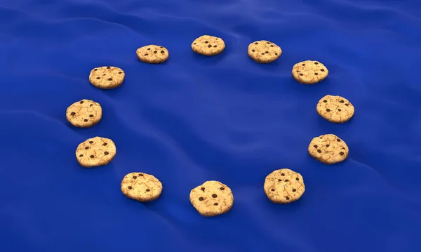 Οδηγία Eprivacy Της Ευρωπαϊκής Ένωσης Cookies Μπλε Φόντο Που Απεικονίζουν — Φωτογραφία Αρχείου