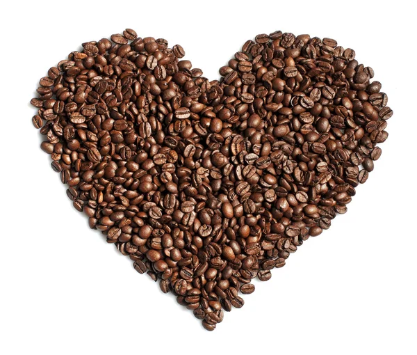Coração de grãos de café em forma de branco Fotos De Bancos De Imagens