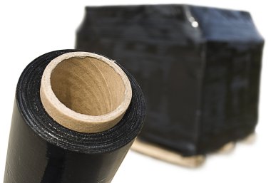 Black stretch fim and cardboard box palette clipart