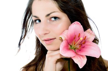 Zambak çiçeği olan kadın