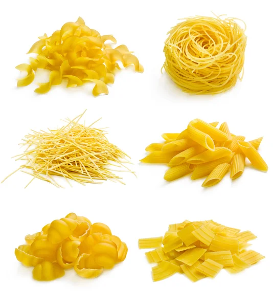 Collezione di pasta italiana su bianco — Foto Stock