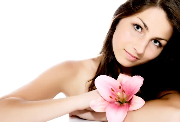 Beautiful woman with lily Royalty Free Stock Images