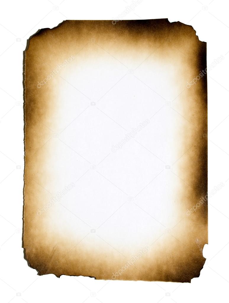 Burned paper on white