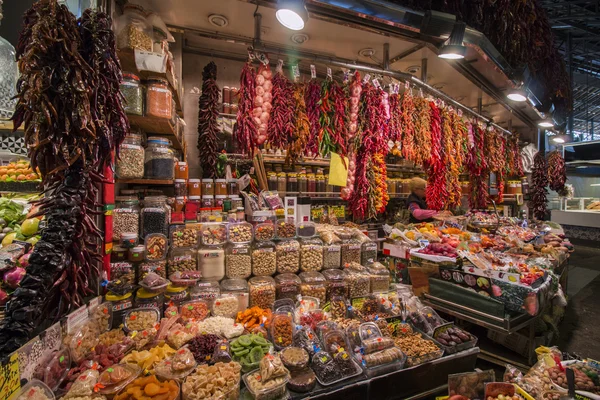 Ünlü La Boqueria pazarı — Stok fotoğraf