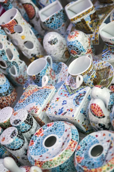 Mosaic ceramic souvenirs from Barcelona — Stock Photo, Image
