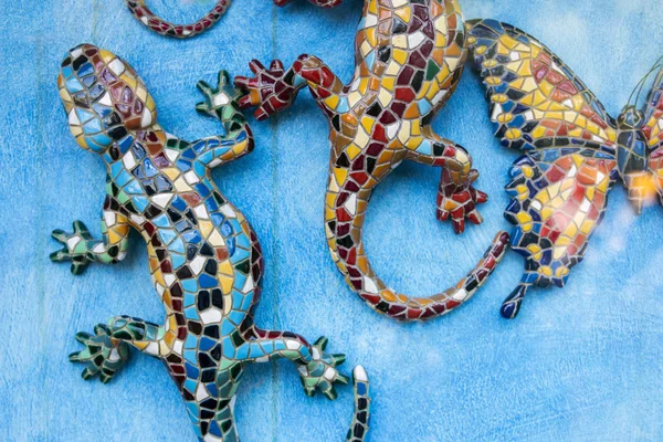 Lagartos gecko mosaico y recuerdos de mariposas — Foto de Stock