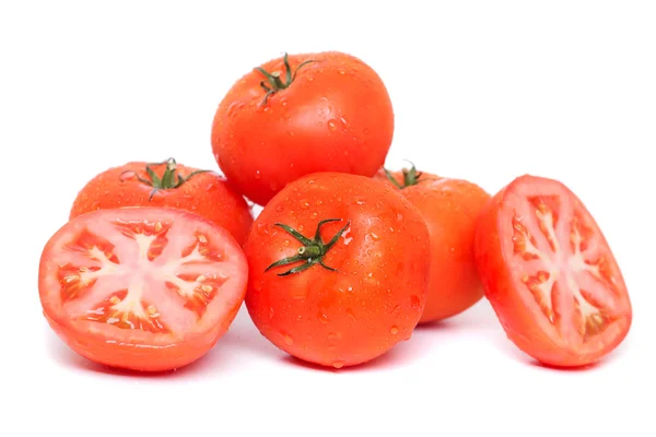 Tomates rojos con gotitas de agua — Foto de Stock
