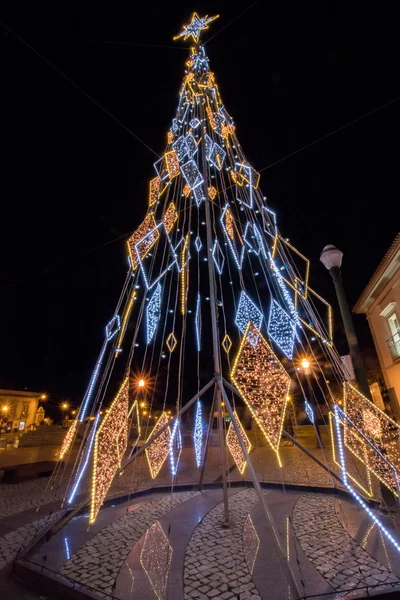 Plaza Tavira por la noche en Navidad . — Foto de Stock