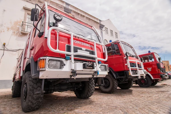 Several fire trucks parked in Faro city — Stock Photo, Image