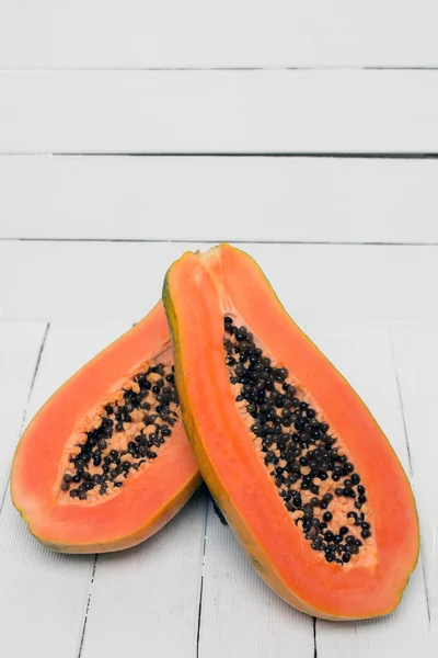 Fresh tropical papaya fruit on white — Stock Photo, Image