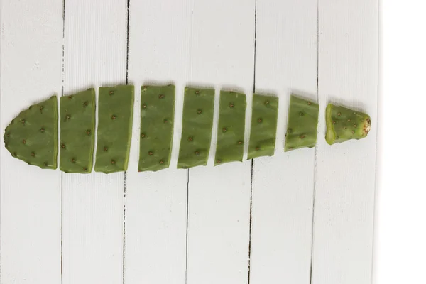 Sliced opuntia ficus-indica cactus leaf — Stock Photo, Image