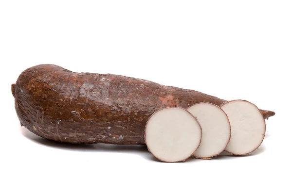 Maniok-Wurzel isoliert auf weißem Hintergrund — Stockfoto