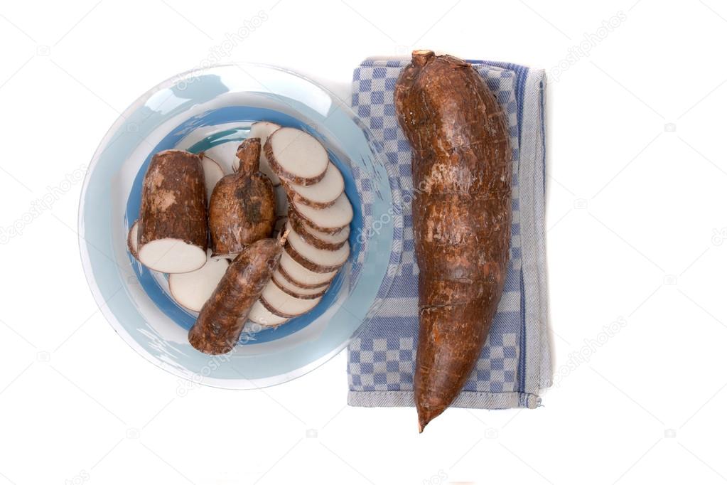 Cassava root isolated on a white background
