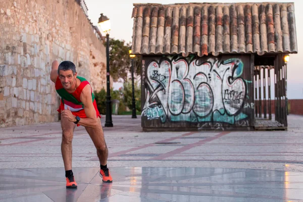 Corredor Portugués Mediana Edad Una Ciudad Urbana — Foto de Stock