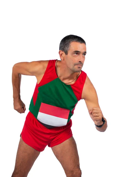 Portuguese Runner Man Middle Age White Background — Stock Photo, Image