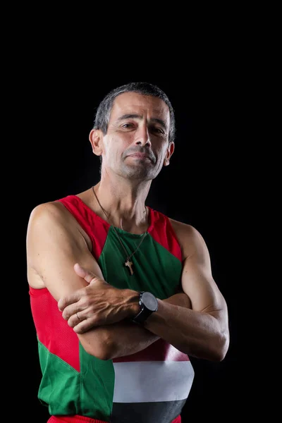 葡萄牙中年男子跑步者 背景为黑色 — 图库照片