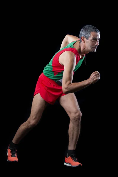 Portuguese Runner Man Middle Age Black Background — Stock Photo, Image