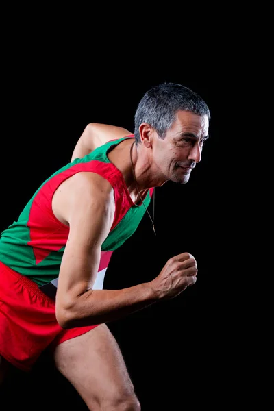Portuguese Runner Man Middle Age Black Background — Stock Photo, Image