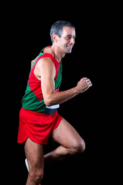 Portuguese Runner Man Middle Age Black Background — Stock Photo, Image