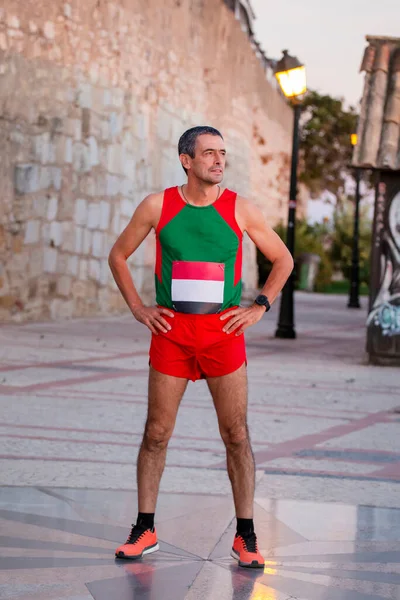 Portuguese Runner Man Middle Age Urban City — Stock Photo, Image