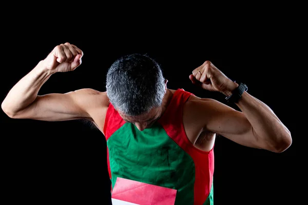 Portugais Coureur Homme Âge Moyen Sur Fond Noir — Photo