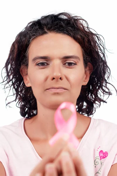 유방암 핑크인지도 리본을 긍정적 — 스톡 사진