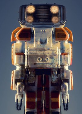 Gri arka planda izole edilmiş modern otonom robot oyuncağı.