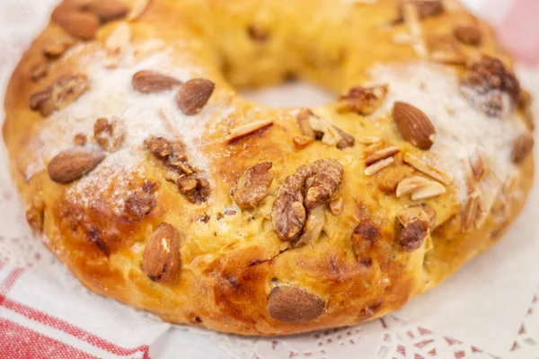 Gâteau Typique Reine Noël Servi Pendant Saison Noël Portugal — Photo