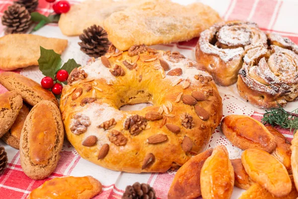 Mix Typicial Traditional Christmas Pastries Cakes Portuguese Cuisine Gastronomy — Stock Photo, Image