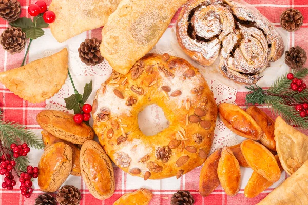 Mix Typicial Traditional Christmas Pastries Cakes Portuguese Cuisine Gastronomy — Stock Photo, Image