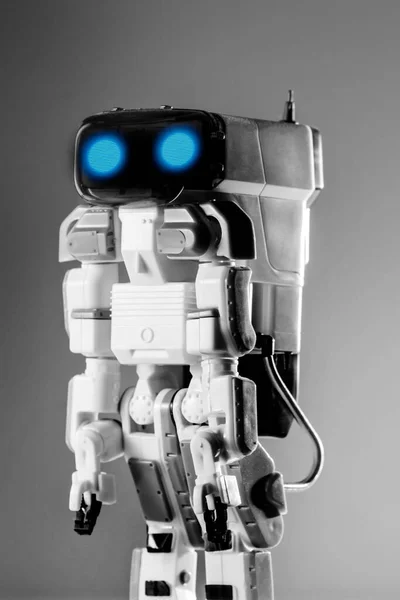 Сучасна Просунута Автономна Іграшка Робота Ізольована Сірому Фоні — стокове фото