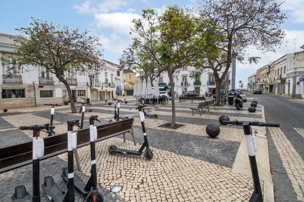 Touristen Innenstadt Plaza Auf Dem Zentrum Des Handels Faro City — Stockfoto