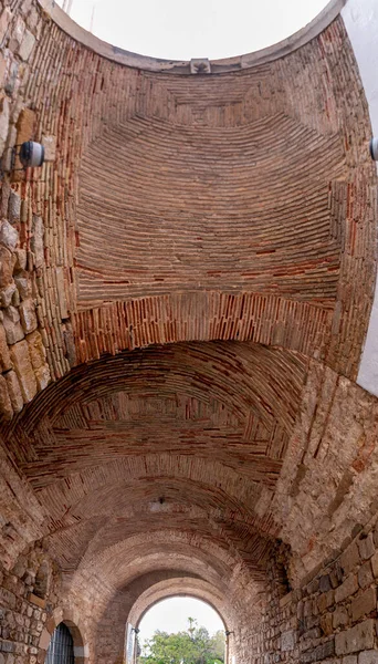 Detalhe Arquitetura Textural Arco Histórico Vila Localizado Cidade Faro Portugal — Fotografia de Stock