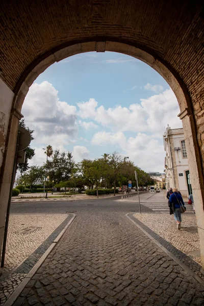 Historisk Båge Vila Ingång Till Den Gamla Staden Faro Portugal — Stockfoto