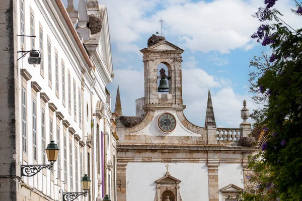 Uitzicht Hoofdingang Monument Gericht Kerk Detail Historische Stad Faro Portugal — Stockfoto