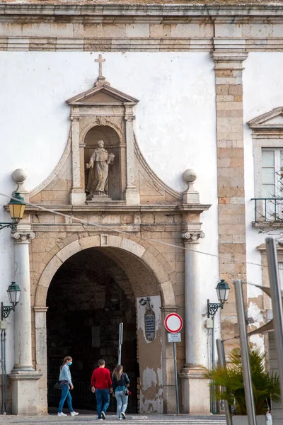 Portekiz Tarihi Faro Kentinin Ana Kemer Girişinin Görüntüsü — Stok fotoğraf