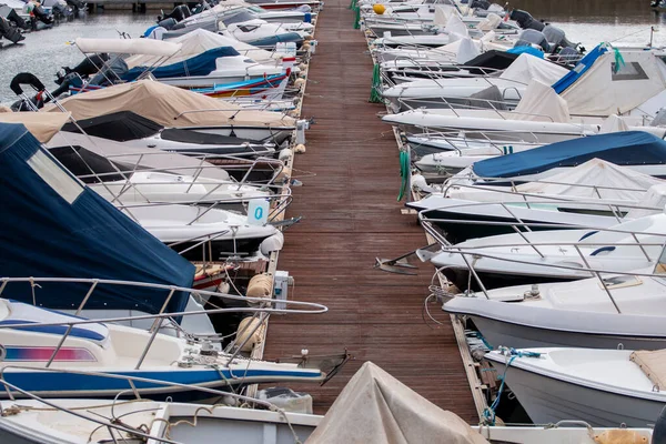 Rad Fritidsbåtar Småbåtshamn Belägen Faro Stad Portugal — Stockfoto