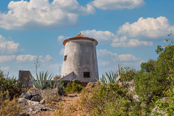 Moulin Abandonné Sur Une Colline Milieu Végétation — Photo