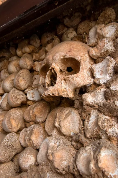 Close View Details Interior Church Carmo Chapel Bones Faro Portugal — Foto Stock