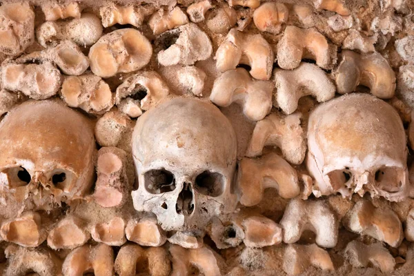 Close View Details Interior Church Carmo Chapel Bones Faro Portugal — Foto Stock