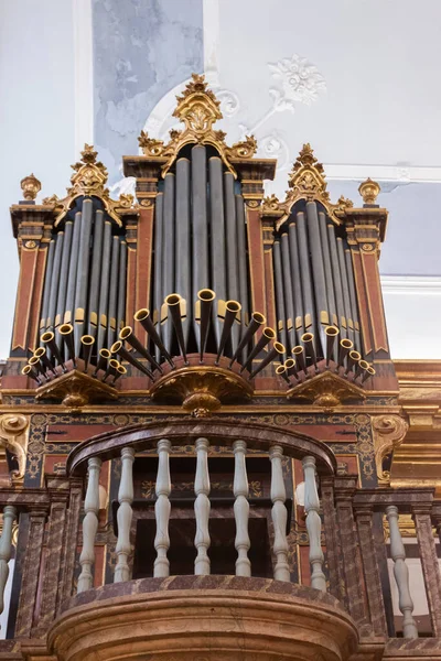 Beautiful Ancient Pipe Organ Church Carmo Interior Located Faro Portugal — Stock Photo, Image