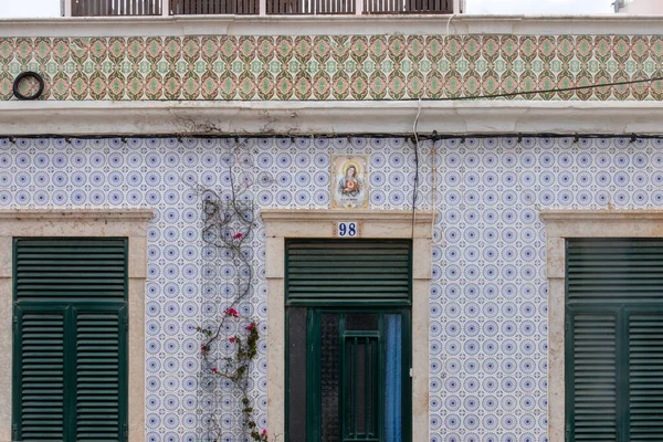 Vista Exterior Arquitectura Típica Portuguesa Dos Edifícios Mais Antigos Algarve — Fotografia de Stock